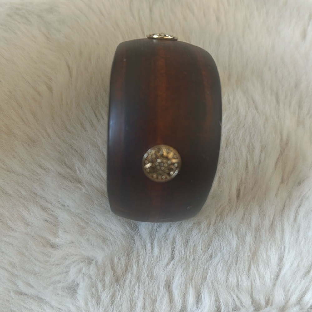 Brown wooden bangle with gold studs